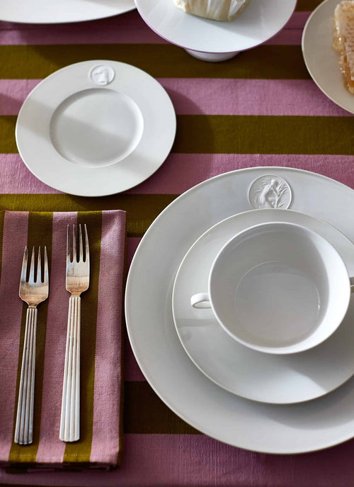 HTH x Domino WIDE STRIPE - Lilac & Moss Tablecloth