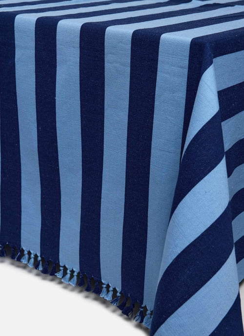 HTH x Domino WIDE STRIPE - Navy & Blue Tablecloth