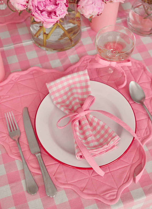 MINI GINGHAM -  Peony Napkins