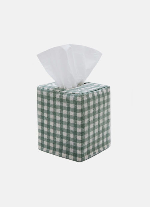 MINI GINGHAM -  Sage Tissue Box Cover