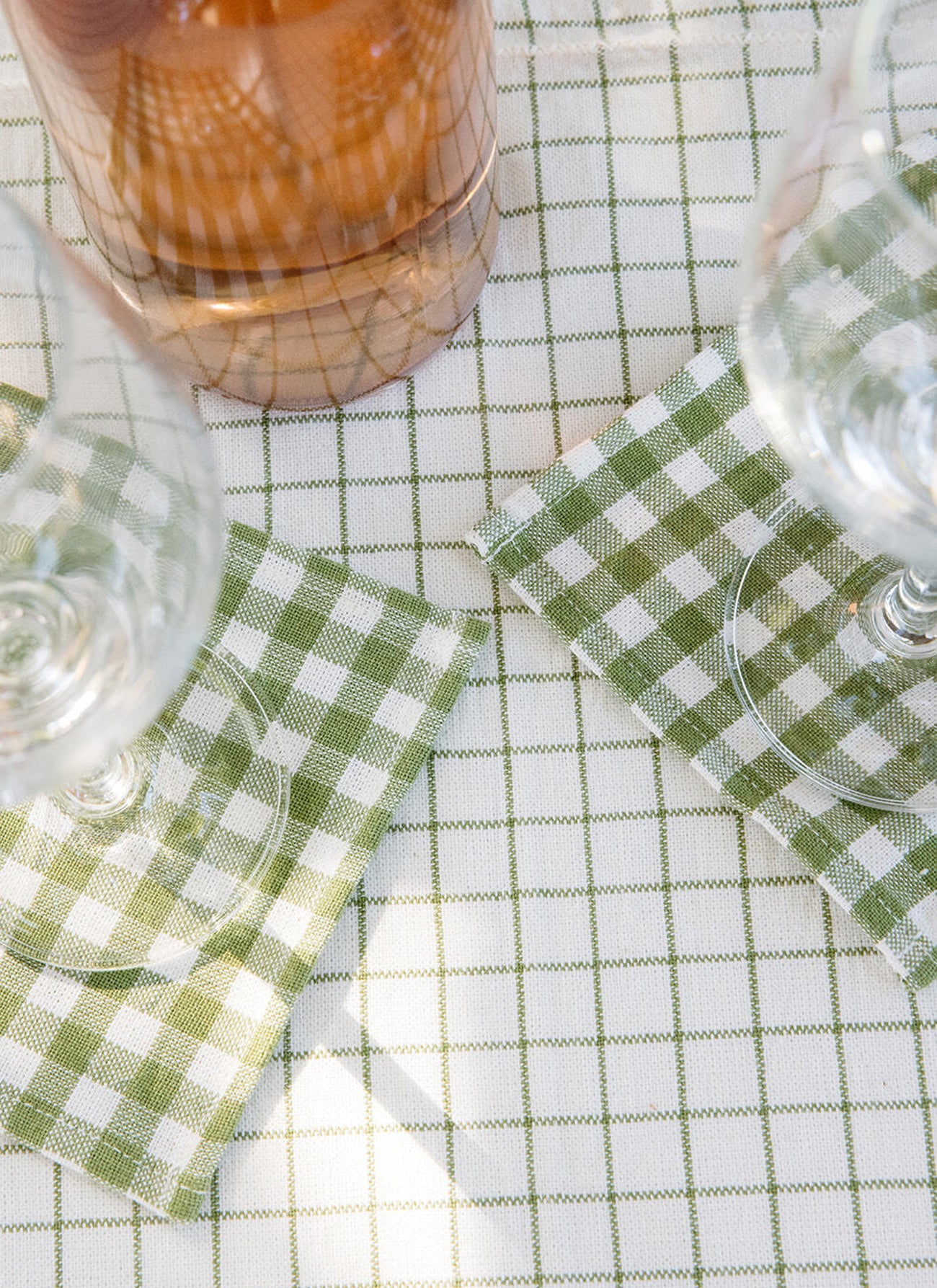 MINI GINGHAM -  Olive Cocktail Napkins