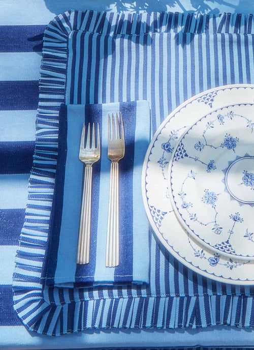 HTH x Domino MEDIUM STRIPE -  Navy & Blue Napkins