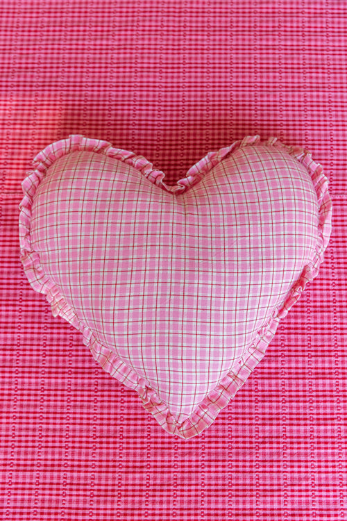 ROSIE PLAID -  Pink Heart Pillow