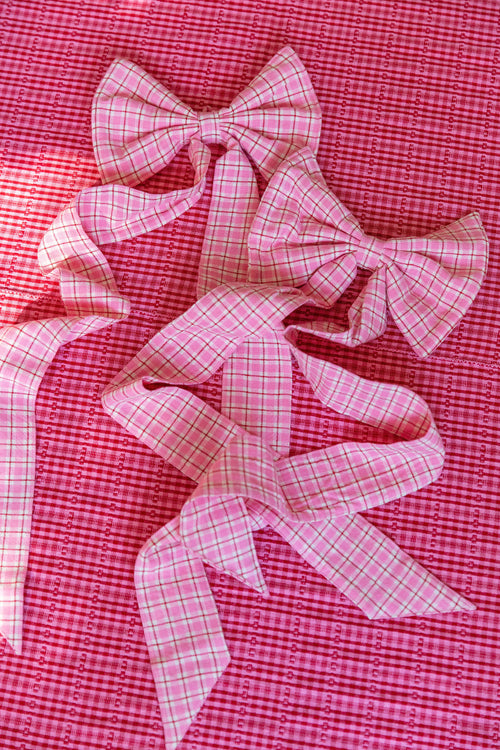 ROSIE PLAID - Pink Fabric Bow